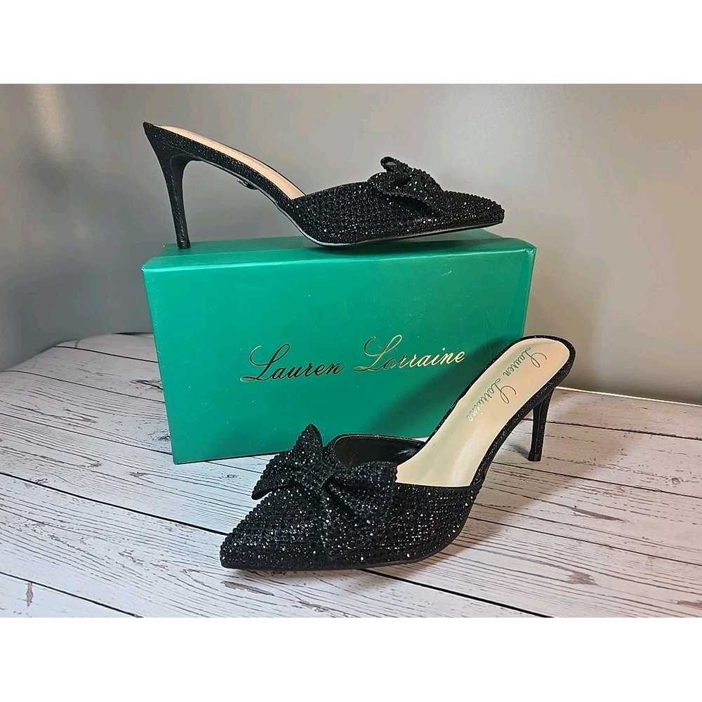 Lauren Lorraine Lolly Rhinestone Bow Slip-On Mule Formal Pump Prom‎ Dress Sz 11